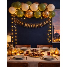 Pairla “3 Metre Led”, “iyi Bayramlar” Ramazan Süslemesi, Ramazan Hediyesi, Ramazan Bayramı Oda Mekan Süsleme Banner