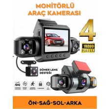 Azurtech 4 Kameralı Araç Kamerası 360° Ön Arka Iç Yan Kayıt Full Hd Gece Görüşlü Park Modu Dash Cam