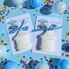 Nunu Event 10 Adet Mavi Kurdeleli Beyaz Atlı Karınca Taş Tozu Magnet Kişiye Özel Hediyelik, Hoşgeldin Bebek