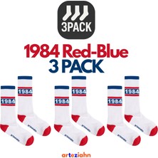 Arteziahn Since 1984 3pack - Beyaz-Mavi-Kırmızı 3'lü Unisex Spor & Lifestyle Havlu Taban Çorap Seti