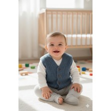Mihrumay Erkek Bebek ve Çocuk Düz Deseni Triko Yelek