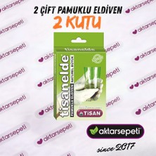 Tisanelde Naturel Pamuklu Eldiven Büyük Boy | Krem Sonrası Kullanım | 2 Kutu (1 Çift x 2)