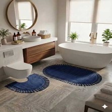 Altun Carpet 2li Kılozet Yakımı Pelüş Halı Ponpon Saçaklı 60X100+50X60 12MLHAVYUKSEKLİĞİ Var2 cm Kalınlık Var