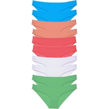 Leopardess 10 adet Süper Eko Set Likralı Kadın Slip Beyaz Pudra Yeşil Fuşya Mavi