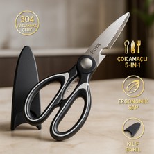 Genel Profesyonel Çok Amaçlı Mutfak Makası 5’i 1 Arada – Kılıflı, Paslanmaz Çelik, Ergonomik Sap