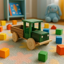Genel Yeşil Ahşap Oyuncak Kamyon | Doğal, Eğitici ve Sağlıklı Çocuk Oyuncağı