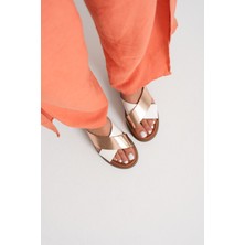 Alfaze Hakiki Deri Günlük Rahat Şık Yazlık Terlik