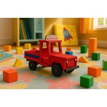 Genel Al Yazmalım Ahşap Oyuncak Kamyon | Nostaljik Kırmızı Kamyonet Oyuncağı