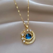 Genel Şık Paslanmaz Çelik Gezegeni ve Yıldızları Temsili Kolye