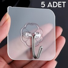 Genel 5 Adet Şeffaf Yapışkanlı Duvar Kancası – Çivisiz Montaj, Suya Dayanıklı, Güçlü