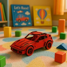 Genel Ahşap Oyuncak Kırmızı Spor Araba | Eğitici, Sağlıklı ve Güvenli Çocuk Oyuncağı