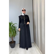 Miss Dalida Fermuar Detaylı Yüksek Yakalı Cupro Elbise Siyah T26Y-4032