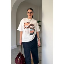 Magarde Premium Yeni Sezon Baskılı T-Shirt- Ekru
