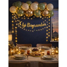 Pairla “3 Metre Led”, “iyi Bayramlar” Ramazan Süslemesi, Ramazan Hediyesi, Ramazan Bayramı Oda Mekan Süsleme Banner