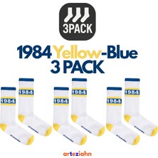 Arteziahn Since 1984 3pack - Beyaz-Mavi-Sarı 3'lü Unisex Spor & Lifestyle Havlu Taban Çorap Seti