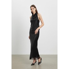 Loreen Saten Dantel Detaylı Uzun Etek -20729