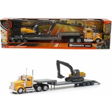 Popüler Sepet 1:43 Long Haul Kenworth Taşıyıcı Tır ve Ekskavatör