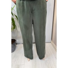 Miss Dalida Bol Paça Basic Cupro Pantolon Haki T26Y-7003