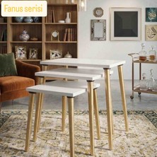 Fanus Serisi 3'lü Zigon Sehpa Altın Renk Ayaklı