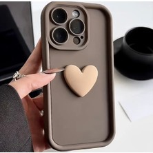 Genel iPhone 14 Pro Max - Üç Boyutlu Kalp Desenli Şık Telefon Kılıfı