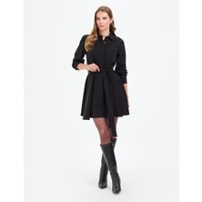 Pierre Cardin Kadın Siyah Comfort Fit Dokuma Elbise 50318786-VR046