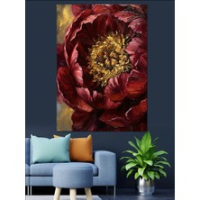 Tablomega Yakın Çekim Bordo Şakayık Çiçeği Dekoratif Kanvas - Mdf Ahşap Tablo