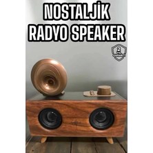 AyrStore Buğz Bluetooth Hoparlör Ahşap Klasik Retro Gramofon Bluetooth Müzik Kutusu