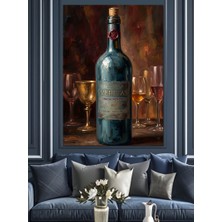 Tablomega Mahzen Raflarında Şarap Şişesi Tasarımı Dekoratif Kanvas - Mdf Ahşap Tablo