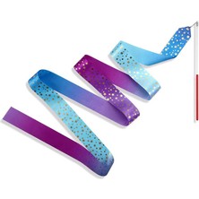 Yapışkan Store Işıltılı Parıltılı Mor Mavi Balerin Dans Kurdelesi 2 Metre Yaylı Uç - Jimnastik ve Bale Döndürme Sopası 23 Nisan Kutlama Sopası Eğelenceli