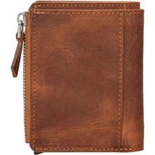 İsmiyle Al Deri Cüzdan ve Kartlık, Mekanizmalı, 10 Adet Kart Bölmeli, Antik Kahve