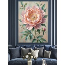 Tablomega Sanatsal Yağlıboya Pembe Şakayık Çiçeği Dekoratif Kanvas - Mdf Ahşap Tablo