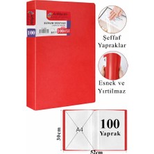ArtMaster Kırmızı Sunum Dosyası 100 Lü 1 Adet Poşet Dosyalı Katalog Dosyası 100 Poşetli Kendinden Dosya Plastik Kapaklı