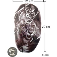Trakya Tattoo Geçici Dövme 1-2 Hafta Kalıcı Yarım Kol Aslan Saat