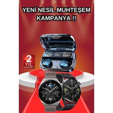 AyrStore Buğz Ikili Set Akıllı Saat ve Bluetooth Kulaklık Kablosuz Uzun Pil Ömrü Spor Modları