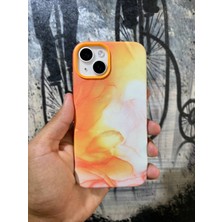Davinci Case iPhone 14 Marble Orange Deri Magsafe Luxury Kılıf