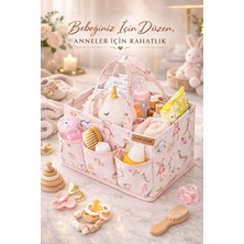 Flow Home Bebek Bakım Organizer Çantası Bez Mendil Düzenleyici Çok Bölmeli Taşınabilir Bebek Organizer Pembe