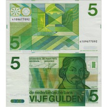 Banknoting HOLLANDA 5 GULDEN 1973 ÇOK ÇOK TEMİZ.