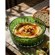 Akden Store Kesme Dekor El Işçiliği Yeşil Cam Kase -Sunum Kasesi 25CM