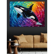 Tablomega Okyanusta Süzülen Dev Katil Balina Dekoratif Kanvas - Mdf Ahşap Tablo