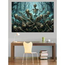 Tablomega Iskeletler ve Kemik Yığını Soyut Dekoratif Kanvas - Mdf Ahşap Tablo