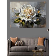 Tablomega Vazoda Beyaz Gül ve Işık Dekoratif Kanvas - Mdf Ahşap Tablo