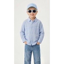 Babymoon Kids Erkek Çocuk Denim Pantolon %100 Pamuk Çizgili Gömlek 2'li Takım