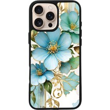 iPhone 14 Pro Max Uyumlu Yaldizli Cicek Tasarımlı Glossy Premium Kılıf