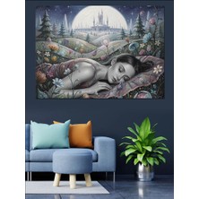 Tablomega Ormanda Uyuyan Masalsı Güzel Kadın Dekoratif Kanvas - Mdf Ahşap Tablo