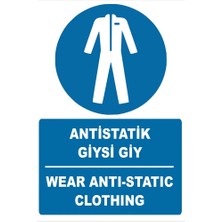 Tembel Baykuş Antistatik Giysi Giy Türkçe-Ingilizce Uyarı Levhası 20X30 cm Forex