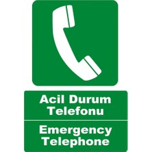 Tembel Baykuş Acil Durum Telefonu Türkçe-Ingilizce Uyarı Levhası 20X30 cm Forex