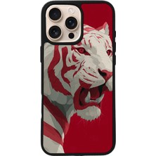 iPhone 14 Pro Uyumlu Kirmizi ve Kaplan Tasarımlı Glossy Premium Kılıf