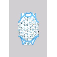 Kidyra %100 Pamuk Mavi Biye Detaylı Çıtçıtlı Bebek Atlet Body