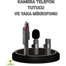 AyrStore Buğz Vlog ve Canlı Yayın Için Çift Yaka Mikrofonu ve Tripodlu Selfie Çubuğu Seti