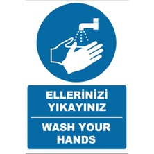 Tembel Baykuş Ellerinizi Yıkayınız Türkçe-Ingilizce Uyarı Levhası 20X30 cm Forex